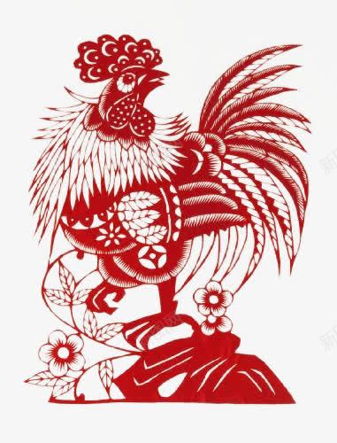窗花剪纸雄鸡png免抠素材_88icon https://88icon.com 公鸡 剪纸 窗花 红色
