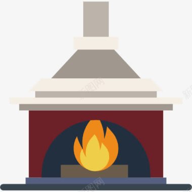 冬季热饮壁炉图标图标