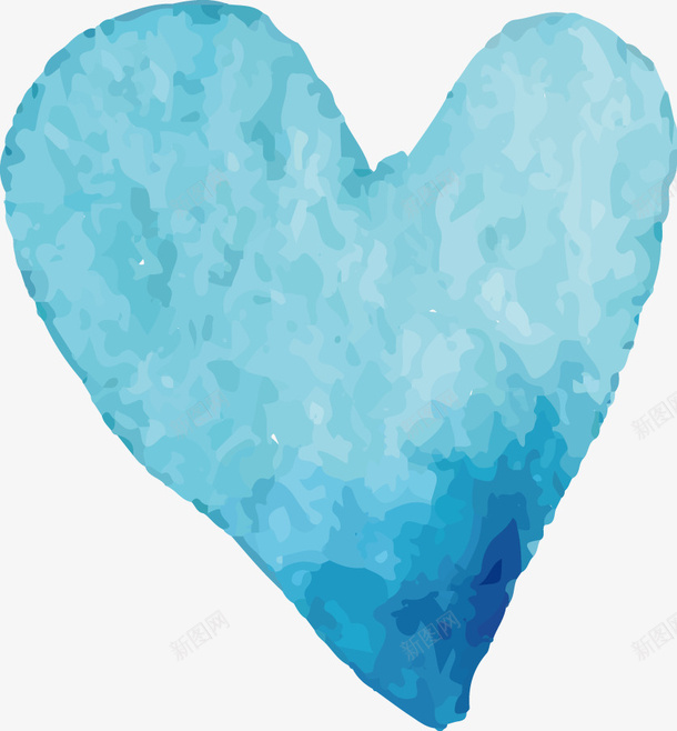 蓝色水彩爱心矢量图ai免抠素材_88icon https://88icon.com 爱心 蓝色水彩 矢量图
