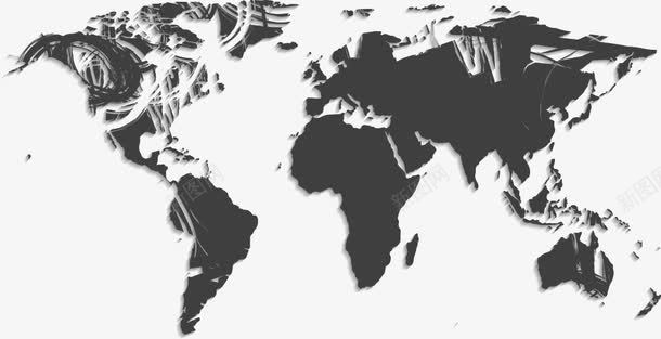黑色立体地图png免抠素材_88icon https://88icon.com 世界地图 卡通地图 地图 矢量地图 立体地图