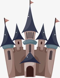 蓝色卡通城堡装饰图案素材