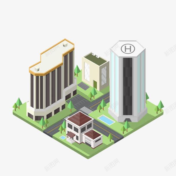 六边形建筑楼png免抠素材_88icon https://88icon.com 不规则图形 六边形 创意 卡通 商务 多彩 建筑楼 手绘