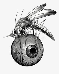 灰色独眼蚊子插画素材