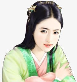 绿裙忧伤女子素材