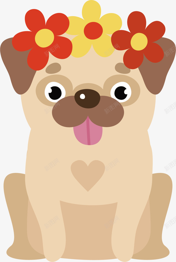 手绘可爱小花小狗矢量图ai免抠素材_88icon https://88icon.com 创意图 卡通图 可爱 小狗 手绘图 矢量图