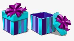 卡通紫色条纹礼物盒蝴蝶结素材