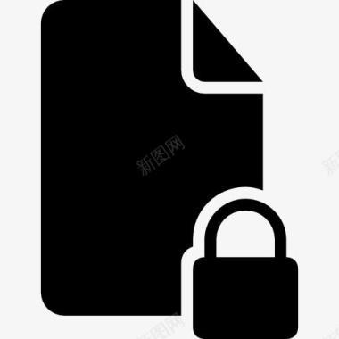 锁定文件的安全接口黑色象征图标图标