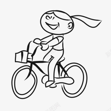 美丽骑自行车的女孩图标图标