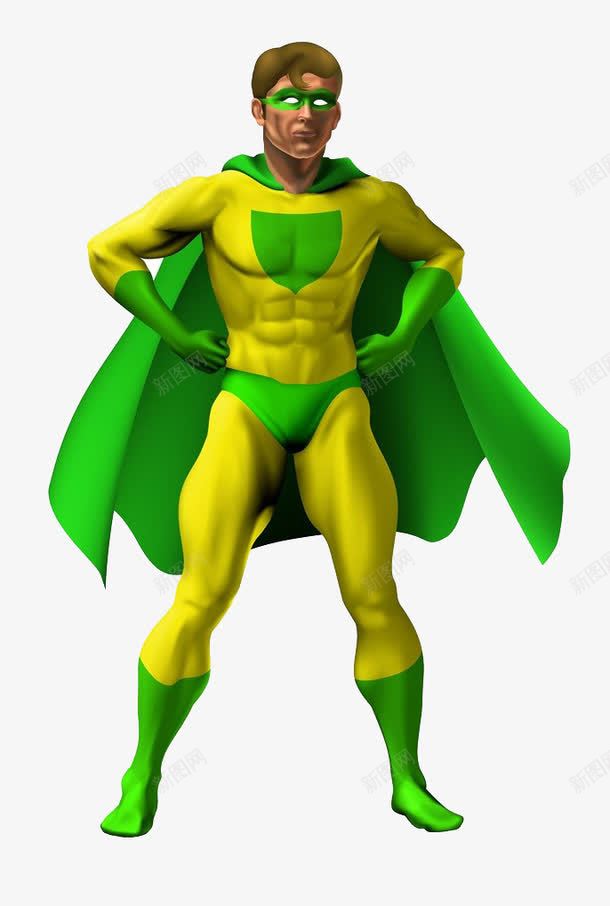 绿色的超人png免抠素材_88icon https://88icon.com 卡通 卡通手绘 叉腰 立正 站直 站着 绿色人超人 超人