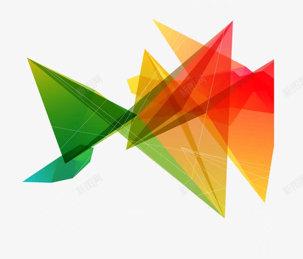 不规则几何背景png免抠素材_88icon https://88icon.com 不规则 几何 多边形 红色 绿色