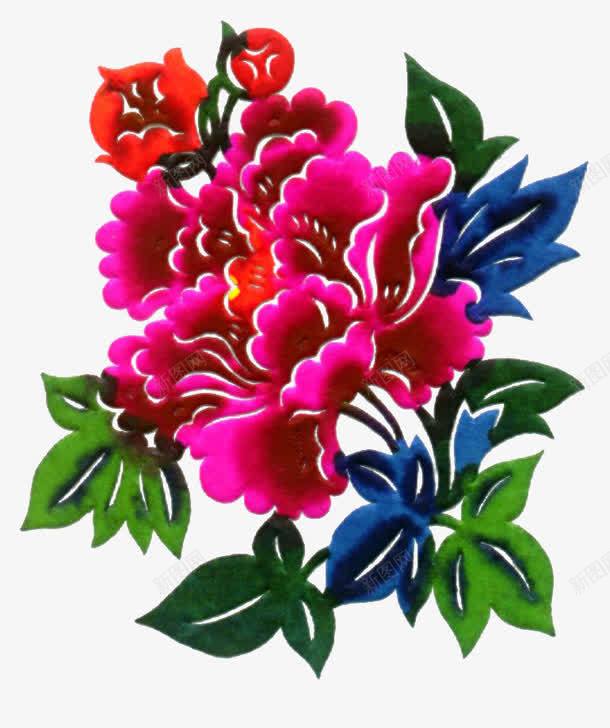 剪纸画花png免抠素材_88icon https://88icon.com 中国风 剪纸画 彩色 花 装饰