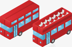 红色双层巴士矢量图素材