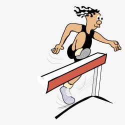 跑步跨栏的女运动员素材