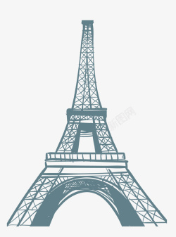 手绘法国巴黎铁塔矢量图素材