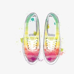 鞋运动鞋水彩彩绘矢量图素材