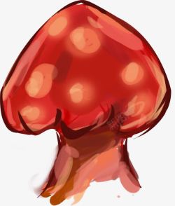 手绘彩色卡通蘑菇水墨素材