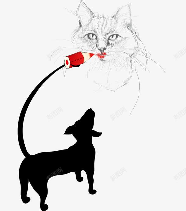 卡通手绘可爱狗画猫png免抠素材_88icon https://88icon.com 卡通动物 可爱的狗画猫 可爱的猫 手绘的狗