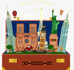 旅游行李箱矢量图素材