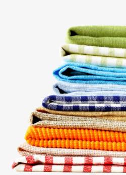彩色擦布整齐叠放的毛巾高清图片