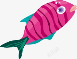 卡通玫瑰色海鱼素材