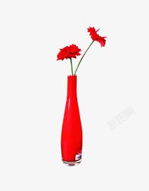 红色花瓶插花花朵素材