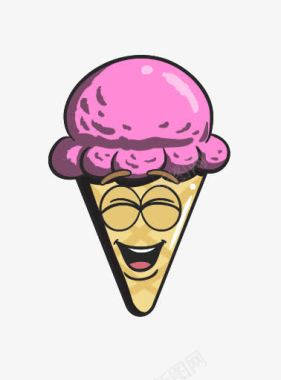 卡通锥奶油表情符号冰蛋卷冰淇凌图标图标