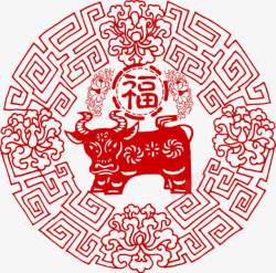红色中国传统艺术剪纸素材