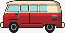 红色手绘巴士矢量图素材