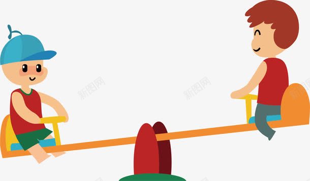 跷跷板元素png免抠素材_88icon https://88icon.com png 亲子乐园 元素 卡通 孩子 跷跷板