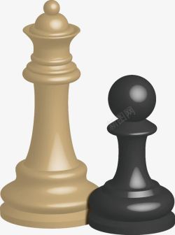 手绘国际象棋两枚棋子素材