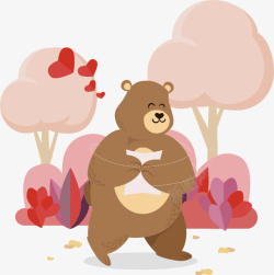 情人节送情书的大熊矢量图素材
