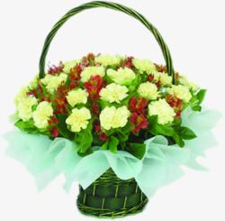 绿色花篮花朵花束素材
