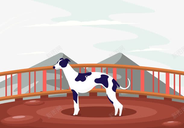 卡通狗狗png免抠素材_88icon https://88icon.com 卡通 大山 尾巴 彩绘 斑点 狗狗 蓝天白云