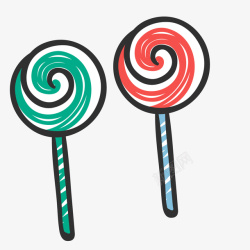 彩色手绘棒棒糖食物元素矢量图素材