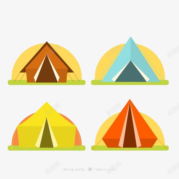 在平面中设置的彩色野营帐篷png免抠素材_88icon https://88icon.com 帐篷 平面设计 彩色 野营
