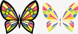 两只彩色创意蝴蝶矢量图素材