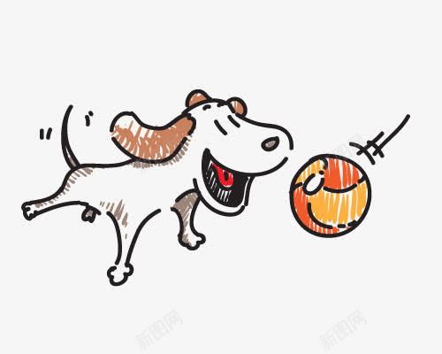 小狗和皮球png免抠素材_88icon https://88icon.com 小狗 手绘画 皮球 矢量装饰 装饰