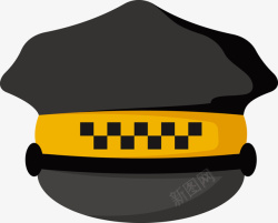 一顶黑色警察帽子矢量图素材