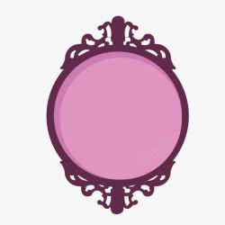 圆形紫色花纹镜框相框素材