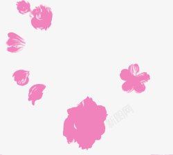 中秋节水彩粉色花朵素材