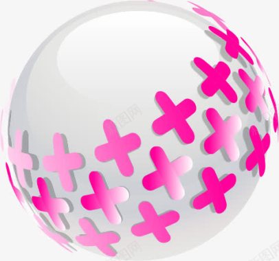 加号3d球状粉色加号矢量图图标图标
