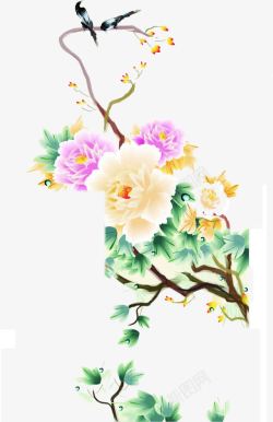 中秋节手绘花朵包装素材