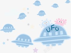 卡通外星人ufo飞碟素材