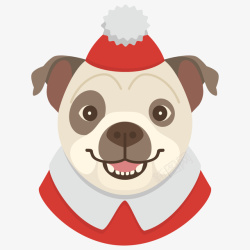 戴着红色圣诞帽子的小狗素材