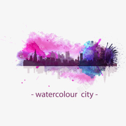 创意水彩城市矢量图素材