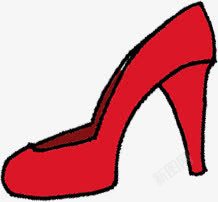 手绘红色时尚高跟鞋素材