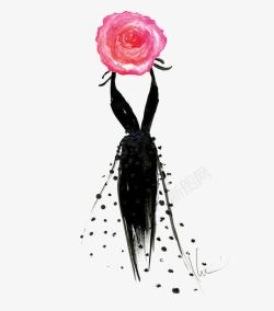 粉色黑色中国风花朵女人节素材