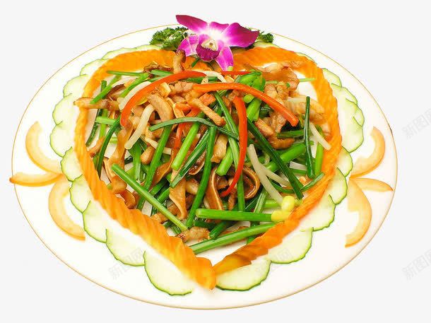 韭菜花炒猪耳朵png免抠素材_88icon https://88icon.com 中华美食 传统美食 美味熟菜 韭菜猪耳朵 餐饮美食