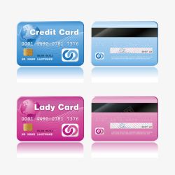 蓝色粉色信用卡矢量图素材