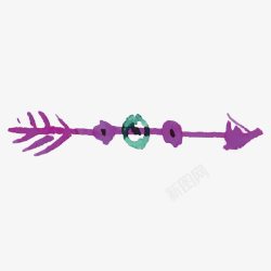 紫色鱼骨头箭头箭号素材
